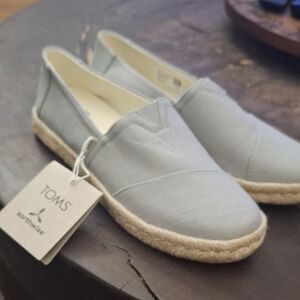 Toms Light Gray Canvas Espadrille Slip-Ons